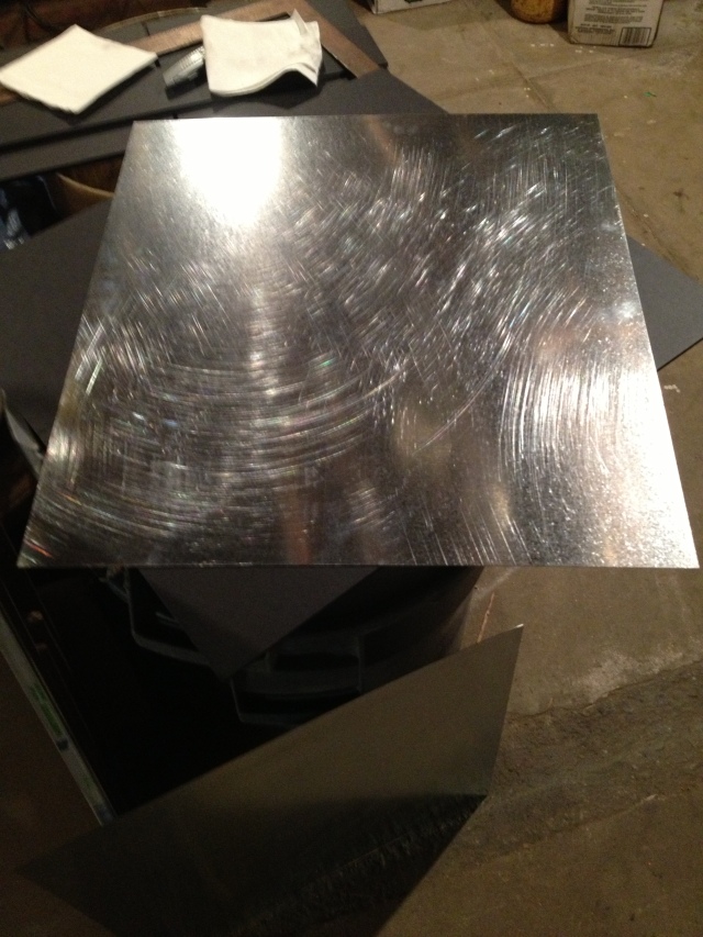 22'' x 24'' panning grade sheet metal, sanded for better glue adhesion